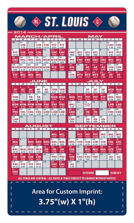 St. Louis Cardinals Baseball Team Schedule Magnets 4&quot; x 7&quot; | Custom-Magnets
