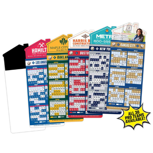 Pro Baseball Team Schedule Magna-Card House Shaped Magnets