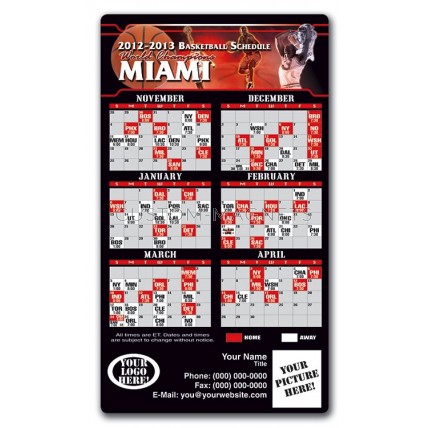 Miami Heat Basketball Team Schedule Magnets 4" x 7" | Custom-Magnets