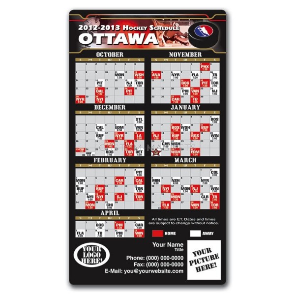 Ottawa Senators Pro Hockey Schedule Magnets 4" x 7"  CustomMagnets