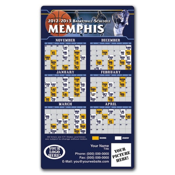Memphis Grizzlies Schedule 2022 Memphis Grizzlies Basketball Team Schedule Magnets 4" X 7" | Custom-Magnets