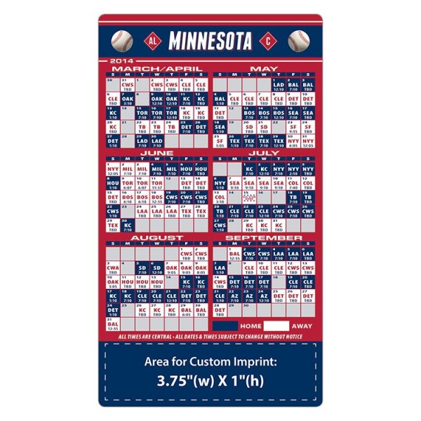Minnesota Twins Schedule 2022 Printable Minnesota Twins Baseball Team Schedule Magnets 4" X 7" | Custom-Magnets