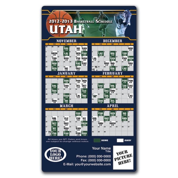 Utah Jazz Basketball Team Schedule Magnets 4" x 7" | Custom-Magnets