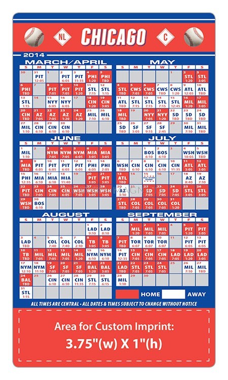 Chicago Cubs Baseball Team Schedule Magnets 4