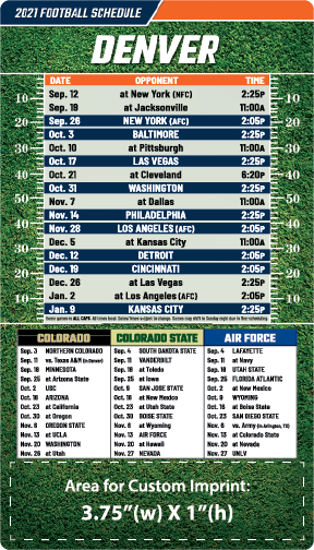 Denver Broncos Pro Football Schedule Magnets 4" x 7" | Custom-Magnets