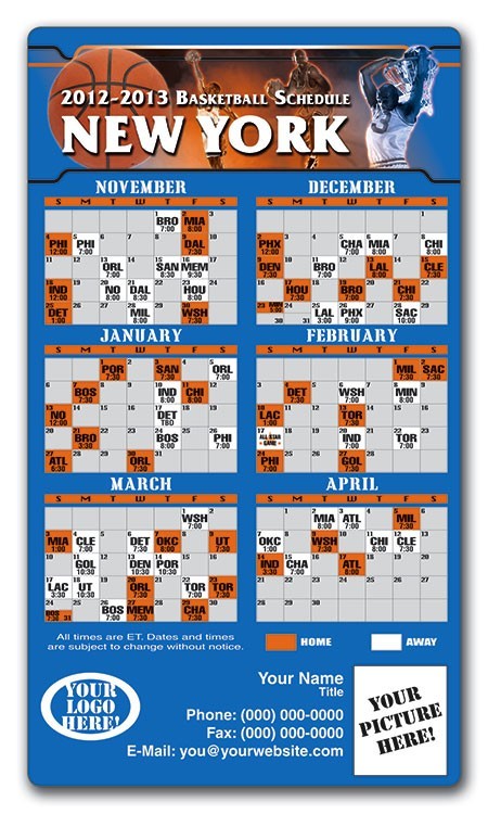 Knicks Schedule 2022 New York Knicks Basketball Team Schedule Magnets 4" X 7" | Custom-Magnets