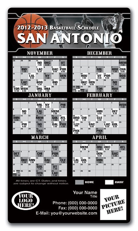 San Antonio Spurs Basketball Team Schedule Magnets 4" x 7" | Custom-Magnets