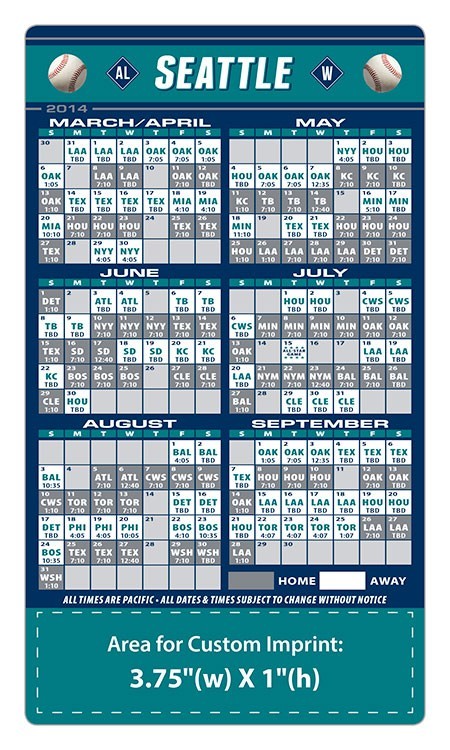 Seattle Mariners Baseball Team Schedule Magnets 4" x 7" | Custom-Magnets