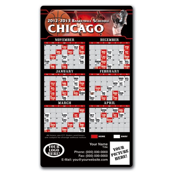 Chicago Bulls Basketball Team Schedule Magnets 4 X 7 Custom