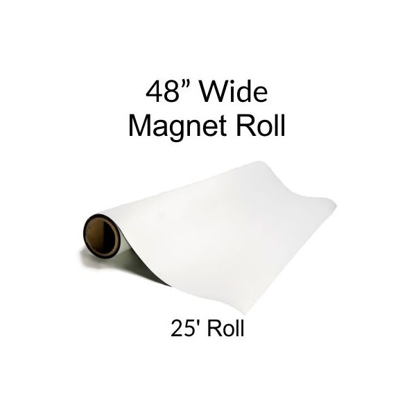 Extra Wide Magnet Rolls with White Vinyl 25' Rolls